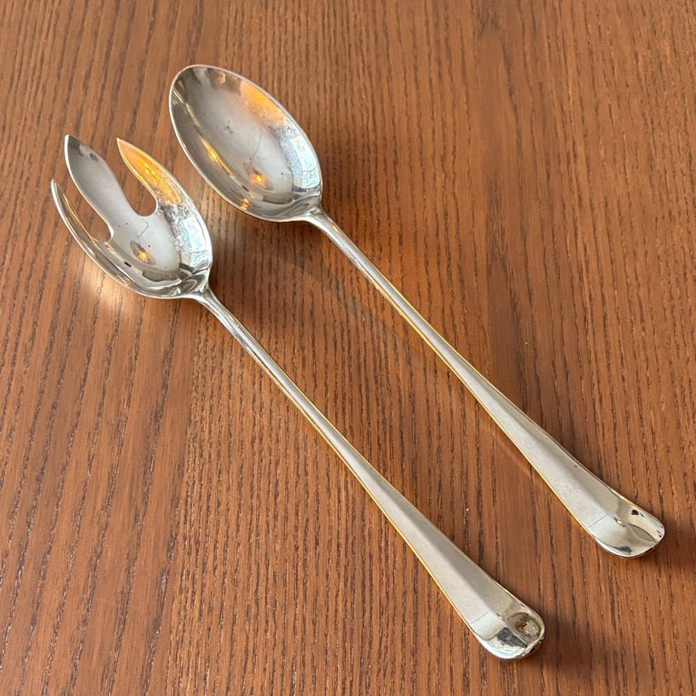 VINTAGE E.P. ZINC - Elegant Silver Plated Salad Serving Set